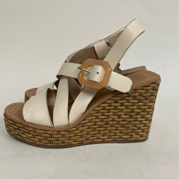 Louise et Cie Palina Platform Wedge Sandal White Rattan Size 8 - Picture 6 of 12